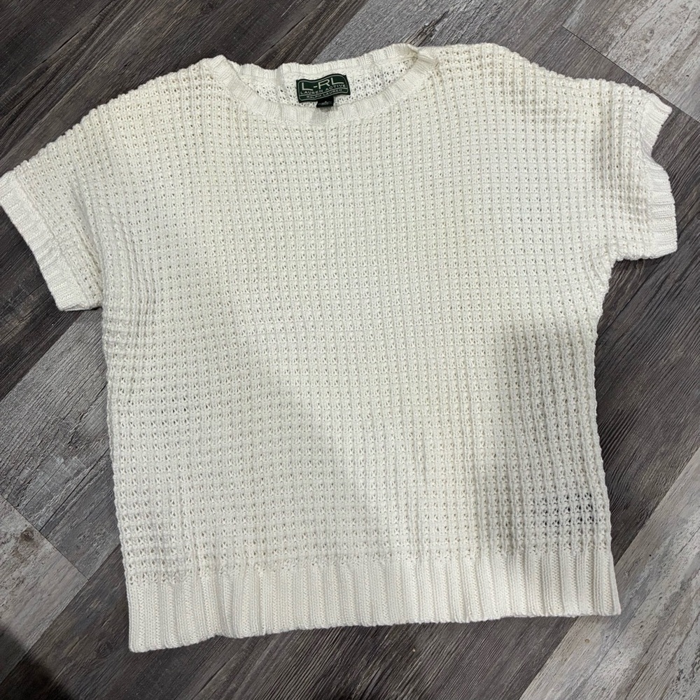 Ralph Lauren White Knit Short Sleeve Top